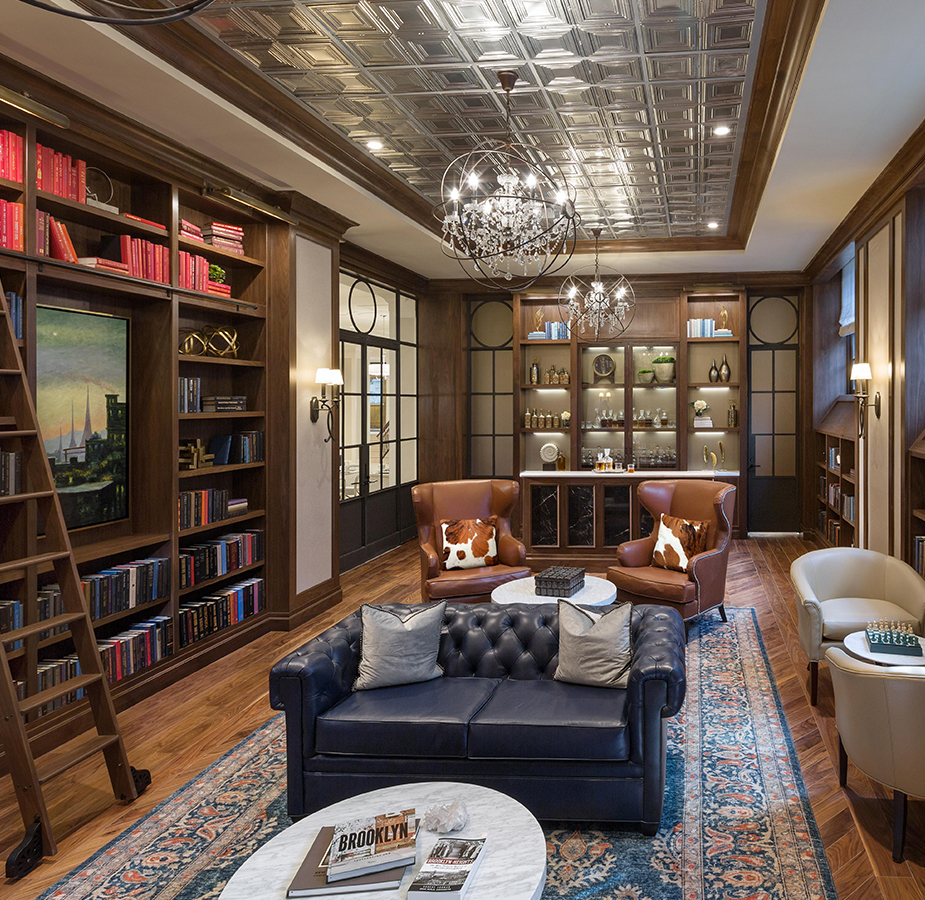 Library and wine bar at The Watermark at Brooklyn Heights