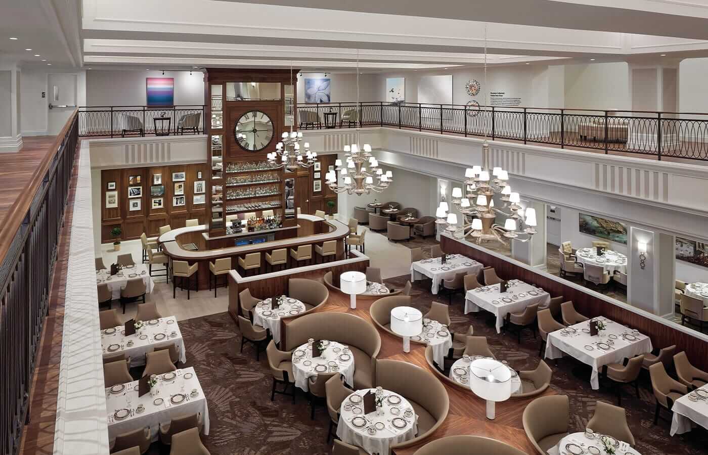 A look from the open terrace above one of the on-site dining establishments found at the Watermark at Brooklyn Heights