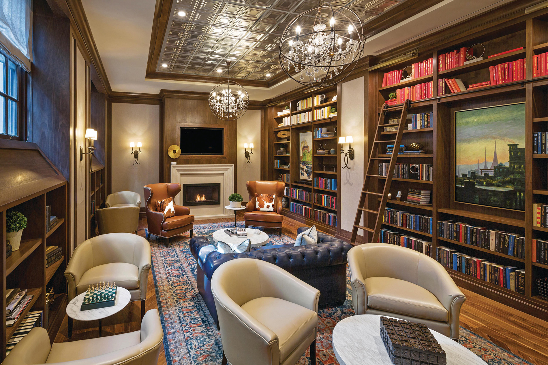 Library and wine bar at the Watermark at Brooklyn Heights
