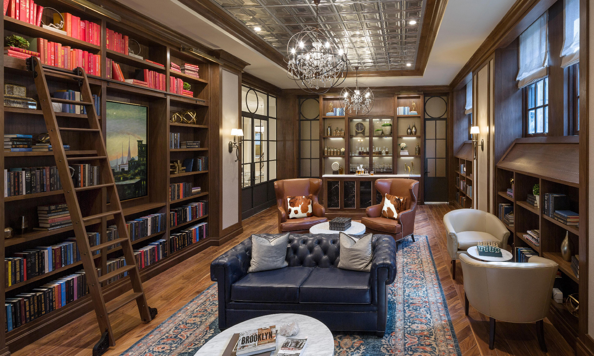 Library and wine bar at the Watermark at Brooklyn Heights