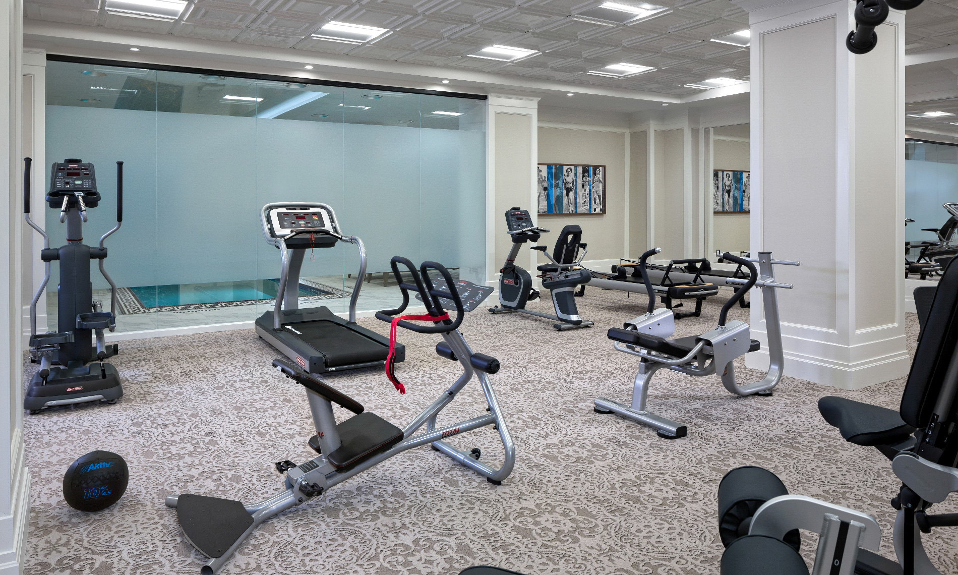 A fitness centre with various types of equipment