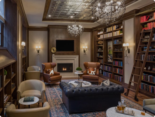 library and wine bar