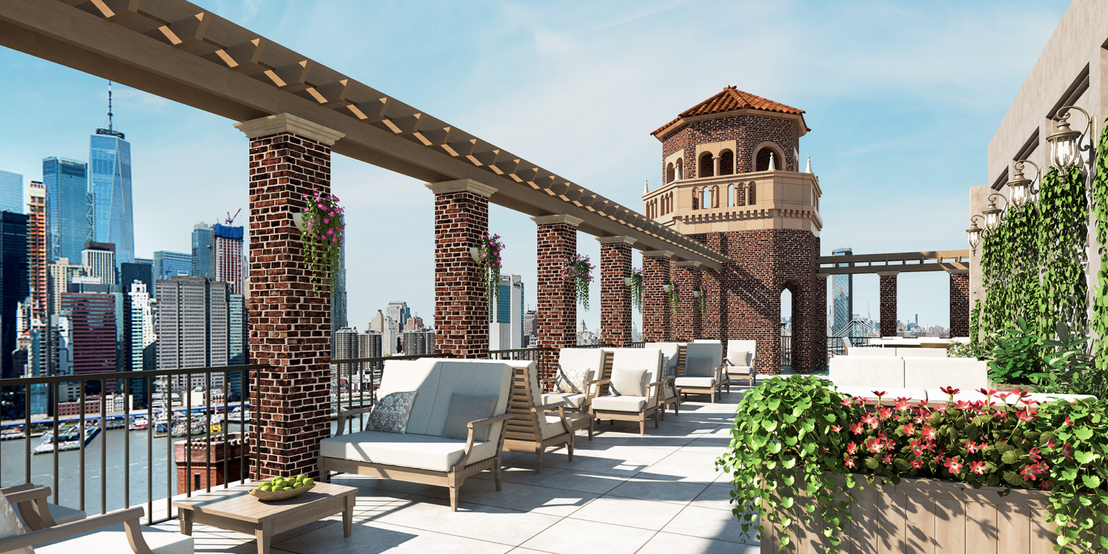 Rooftop terrace at the Watermark at Brooklyn Heights