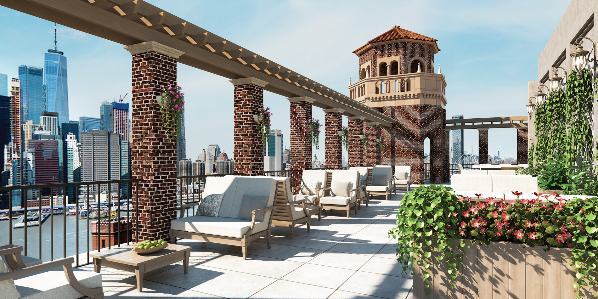 Rooftop terrace at the Watermark at Brooklyn Heights