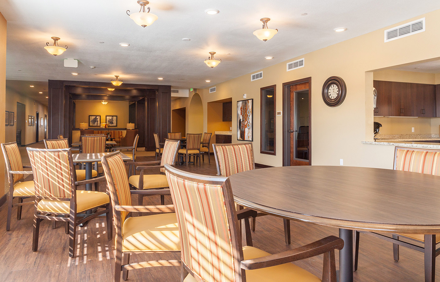A shot of the dining room, which is spacious and bright 