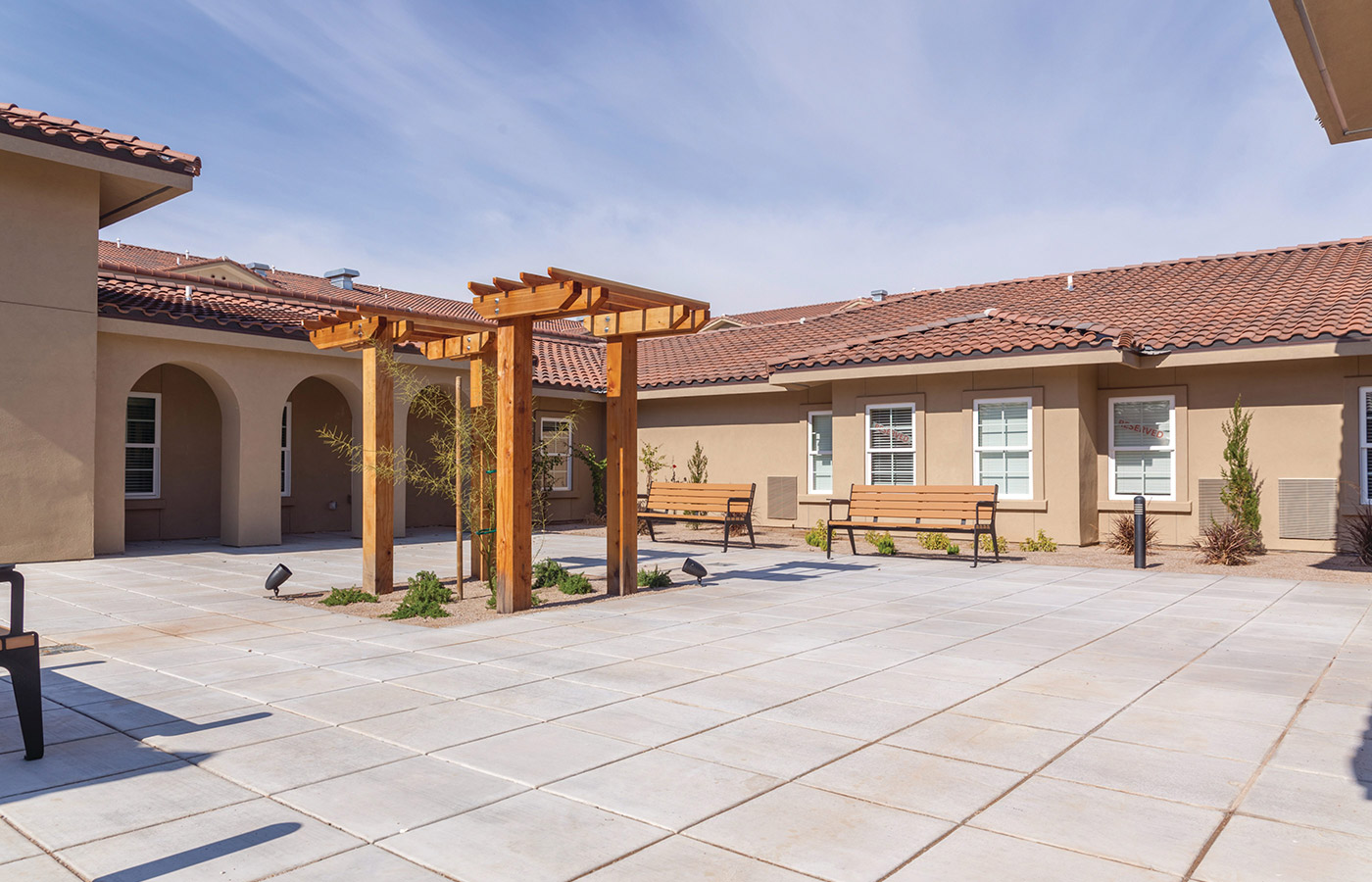 A bright and spacious courtyard area 