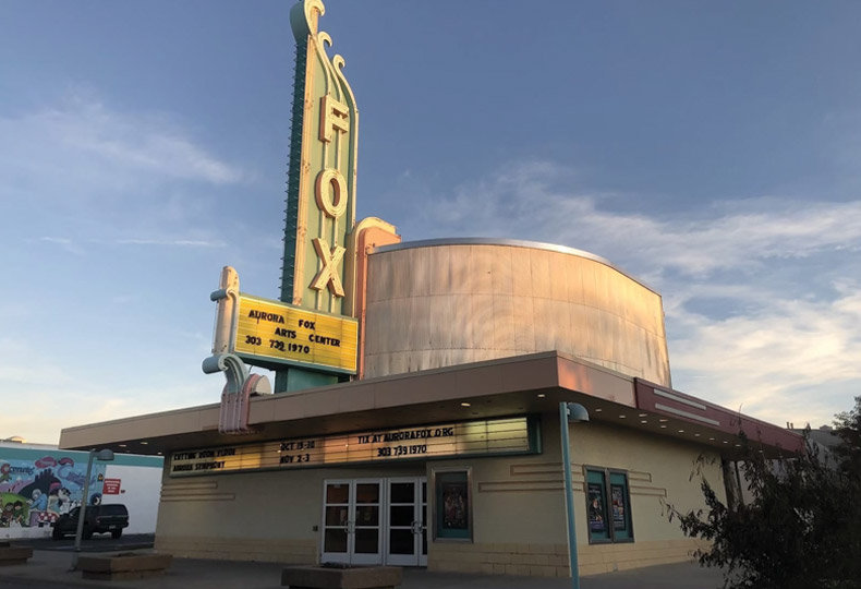 An outdoor shot of the Fox art club in Aurora, Colorado