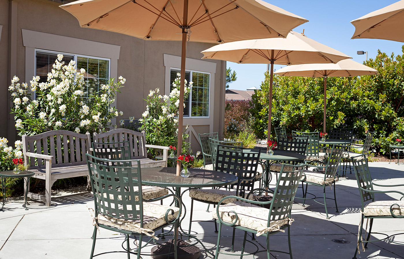 The patio area of the residence