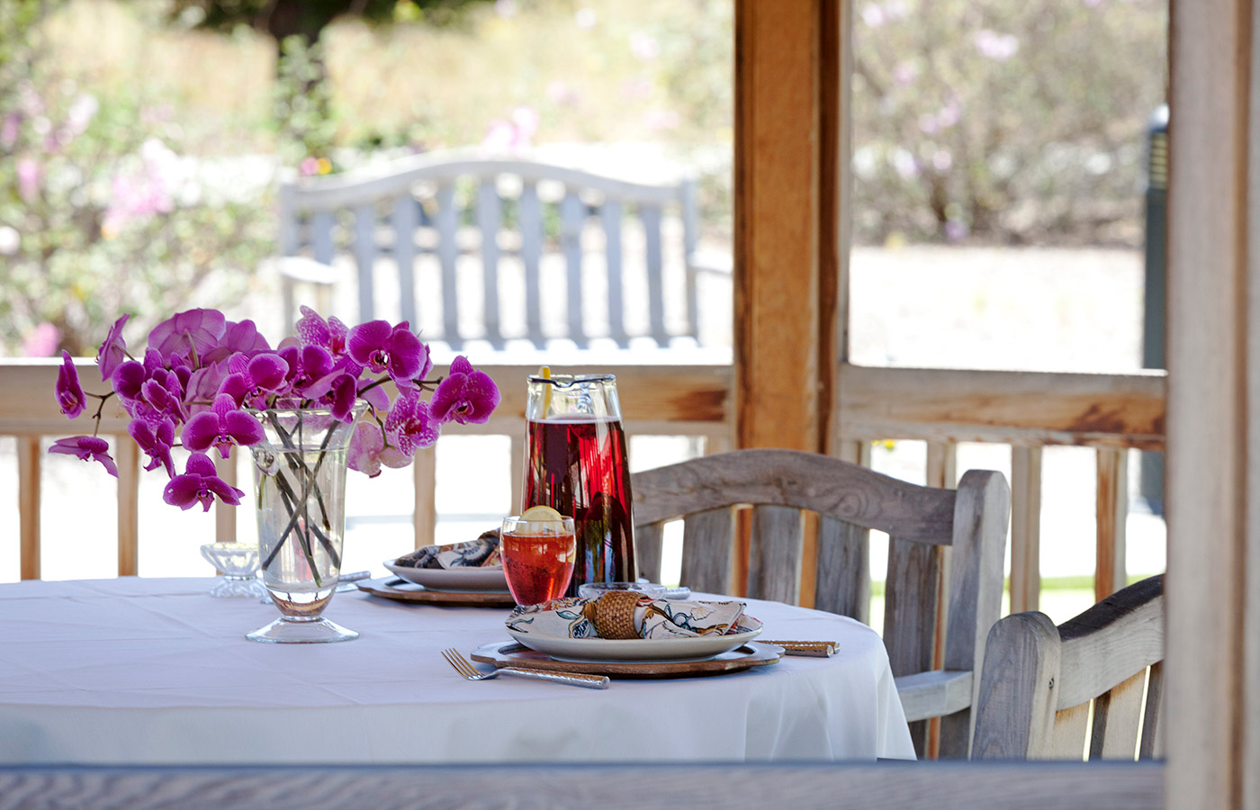 A closer look at the gazebo area and its table
