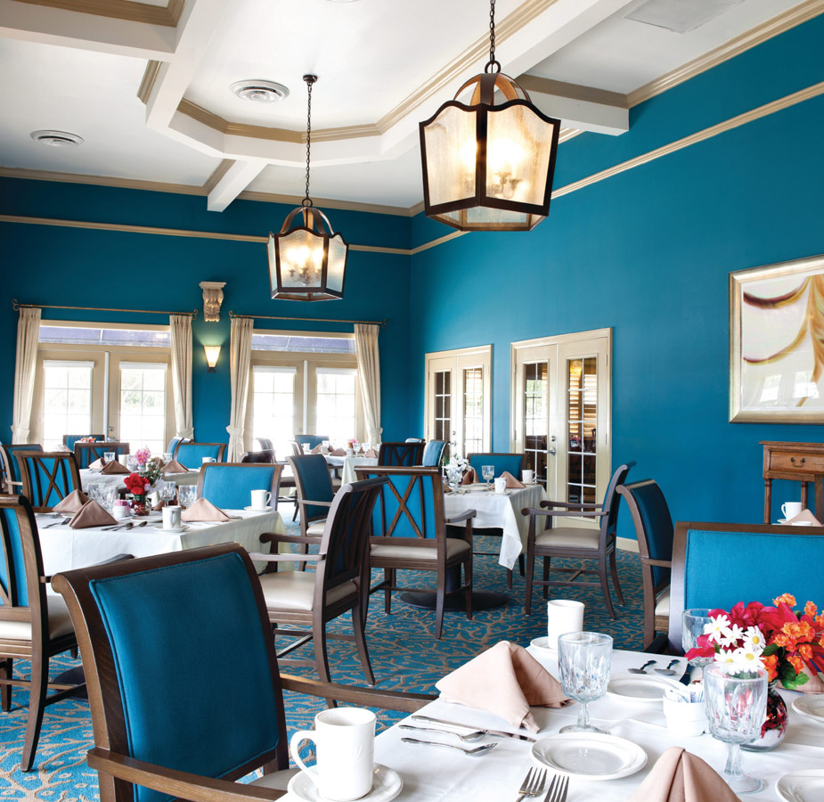 Dining Room with matching setup and silver ware