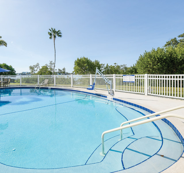 Outdoor pool on a sunny day
