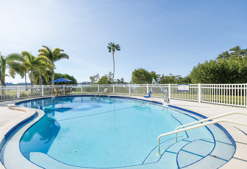 Outdoor pool on a sunny day