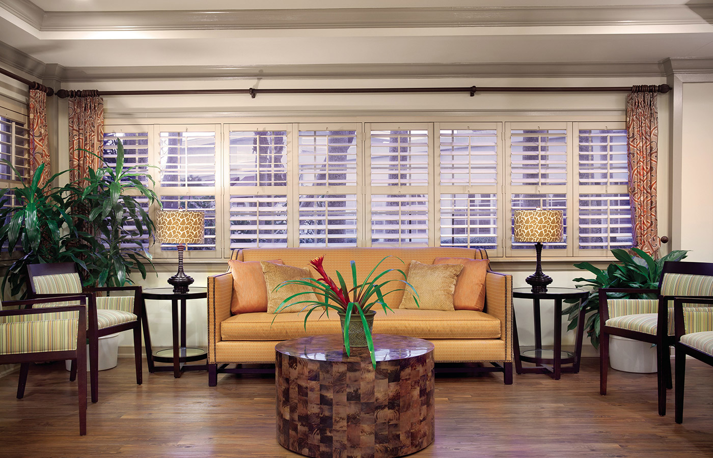 View of the lobby facing a couch and window