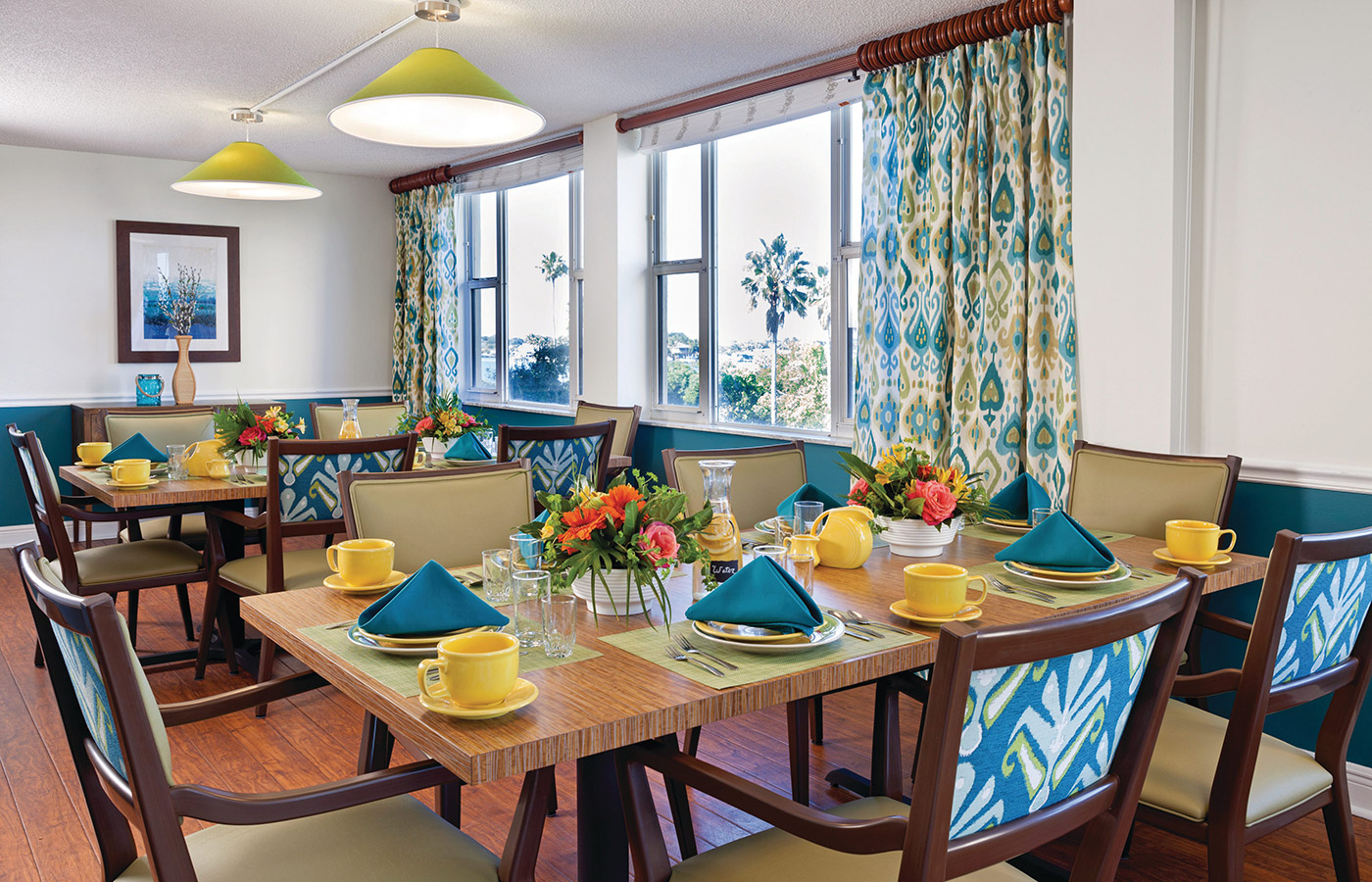 View of the large dining room 
