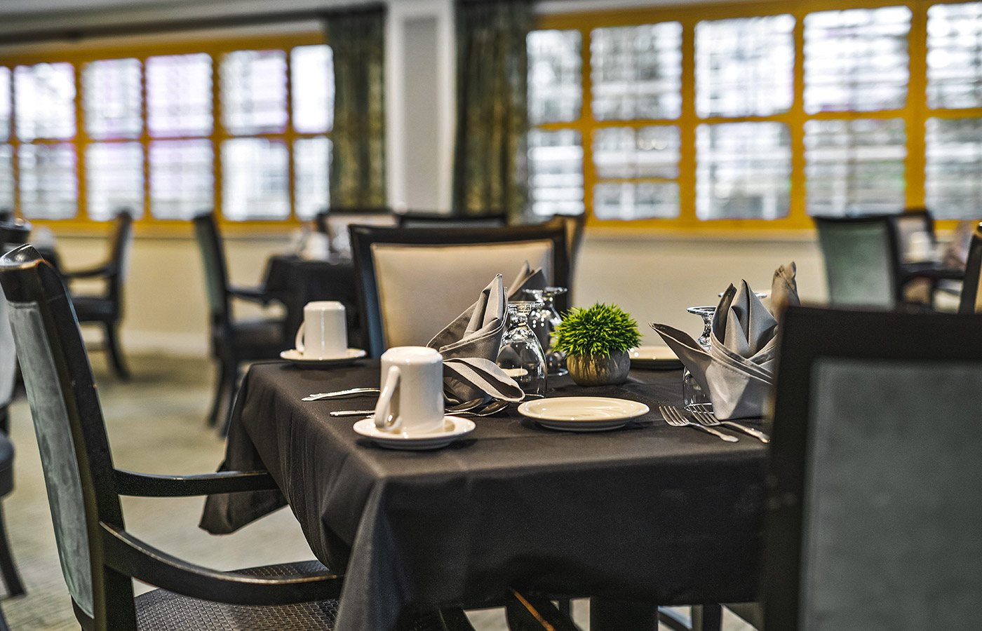Dining table elegantly  arranged