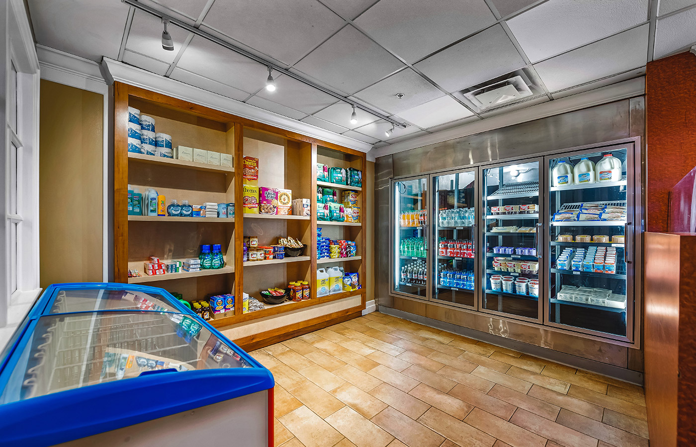Inside the convenient store and showcase all products available