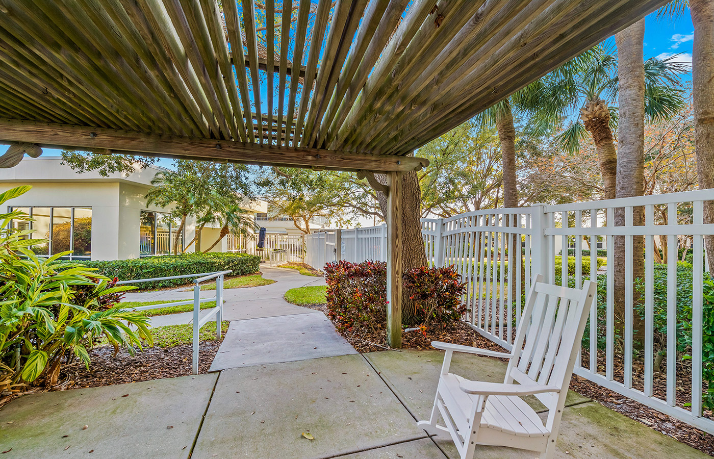 Outside view of the patio area and the garden