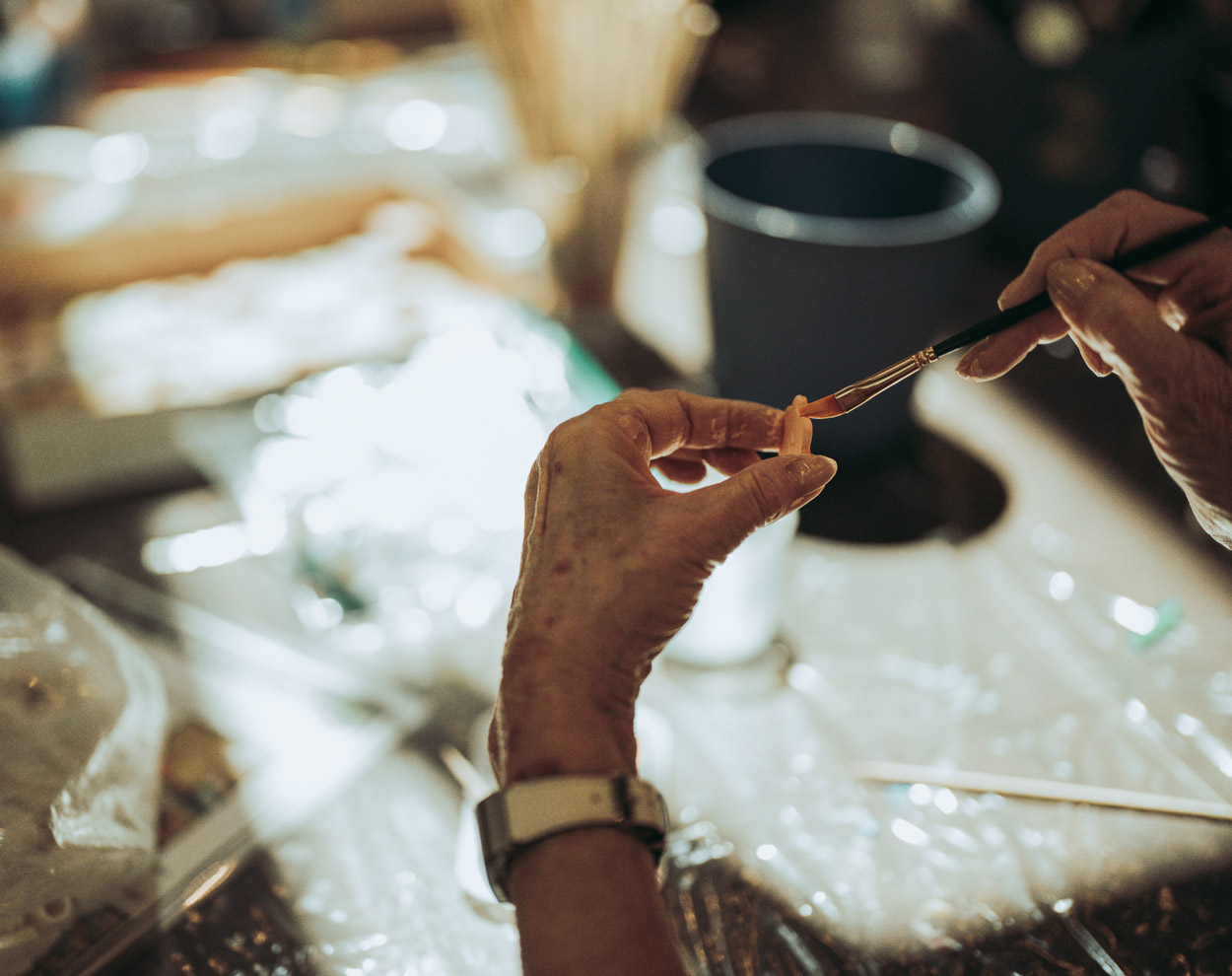 A woman painting