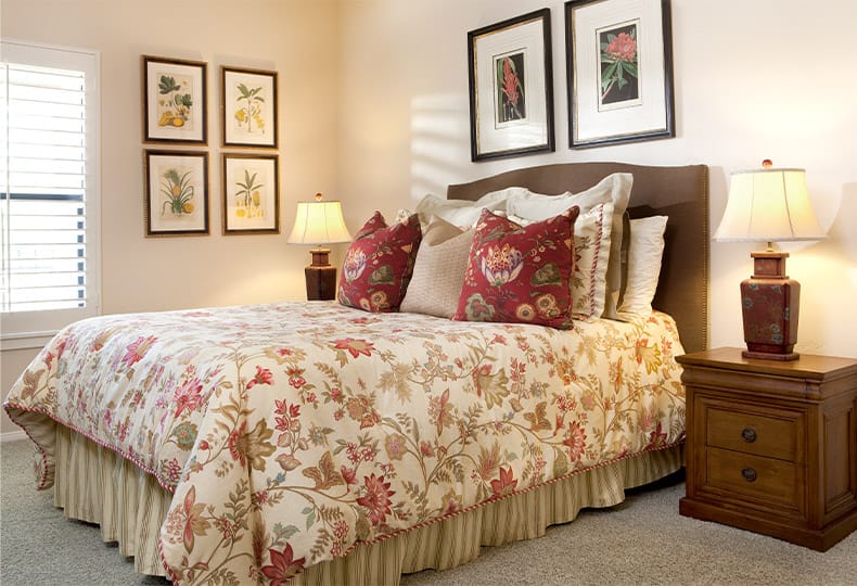 A model unit bed room at the Fountains at the Carlotta, Emeryville CAA model unit living room at the Fountains at the Carlotta, Emeryville CA