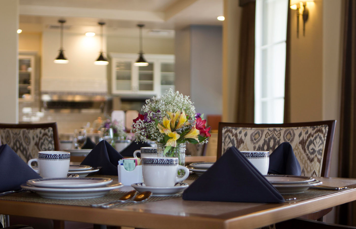 A table set up for a lunch hour at The Hacienda at the River