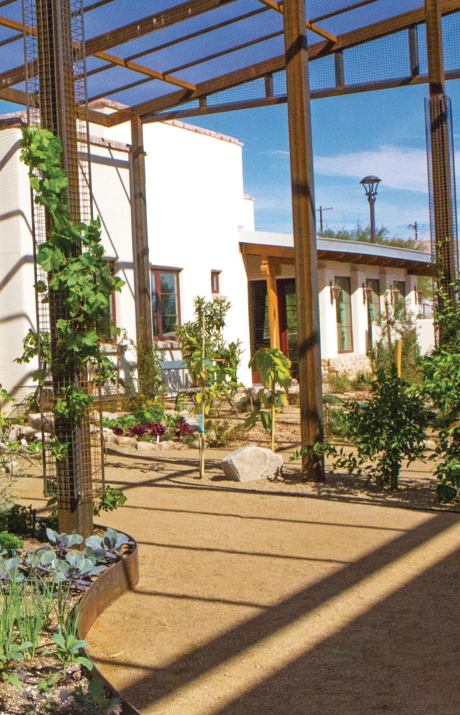An outdoor garden available for residents to use at The Hacienda at the River