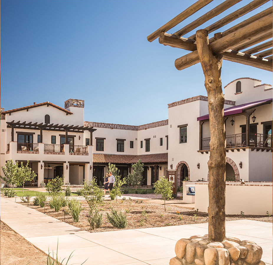 An outdoor courtyard at The Hacienda at the River