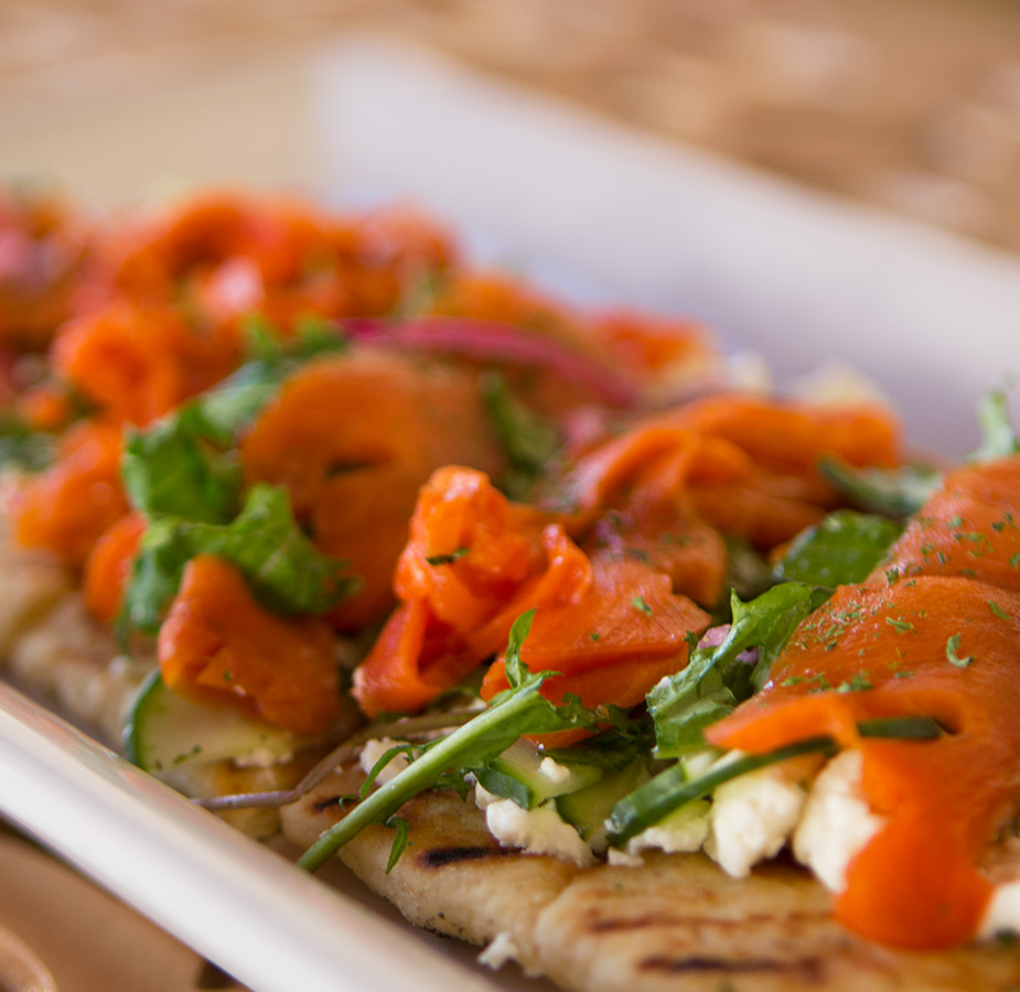 A close up of a chef created meal 