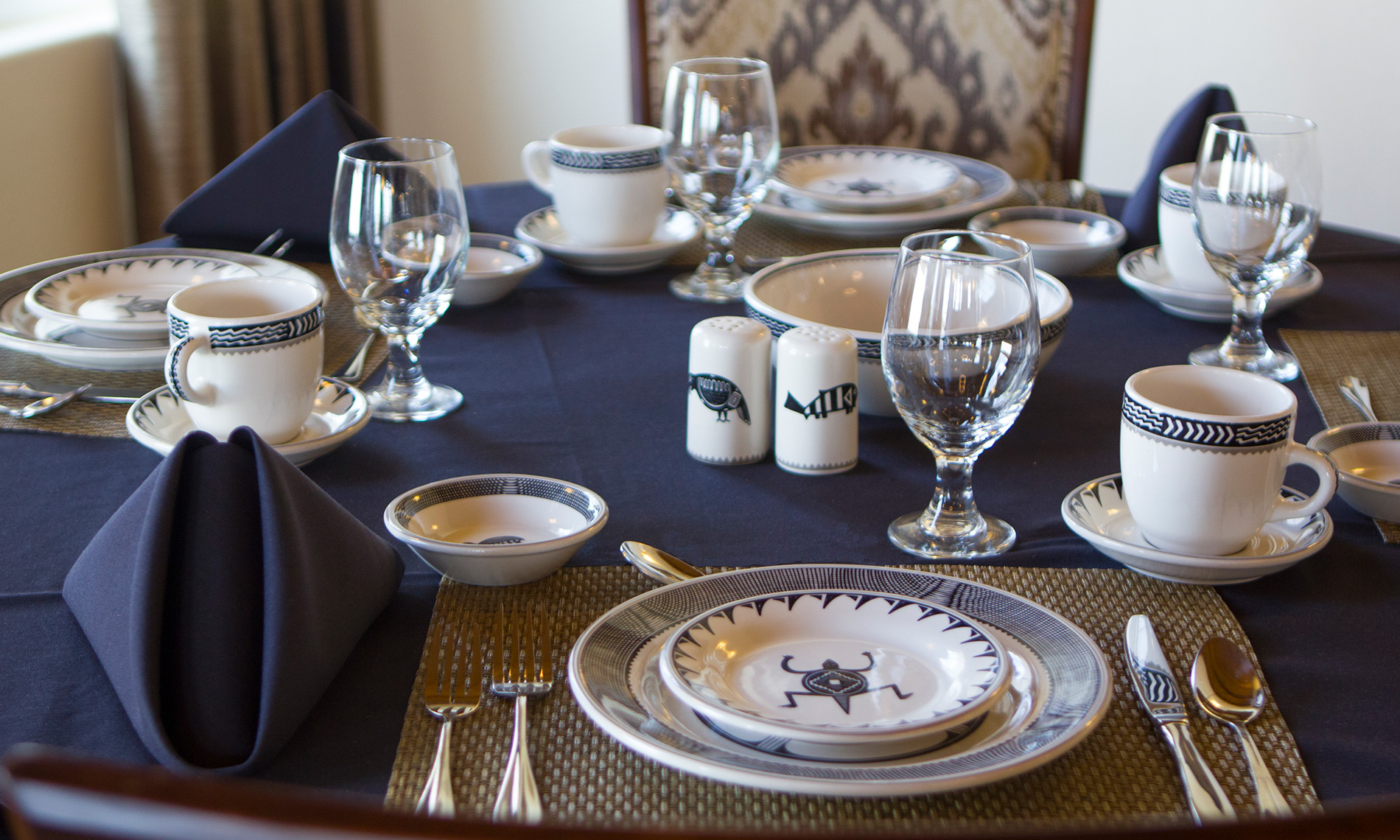 A table set for dining at one of the on-site restaurants at The Hacienda at the Rivers