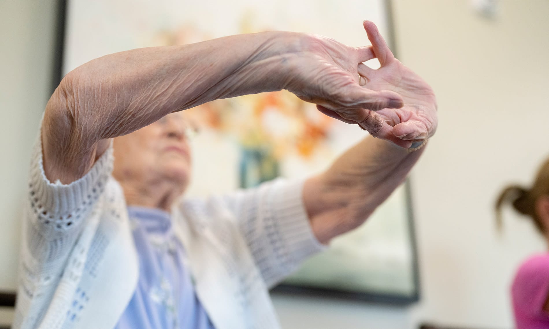 Old women doing gymnastics