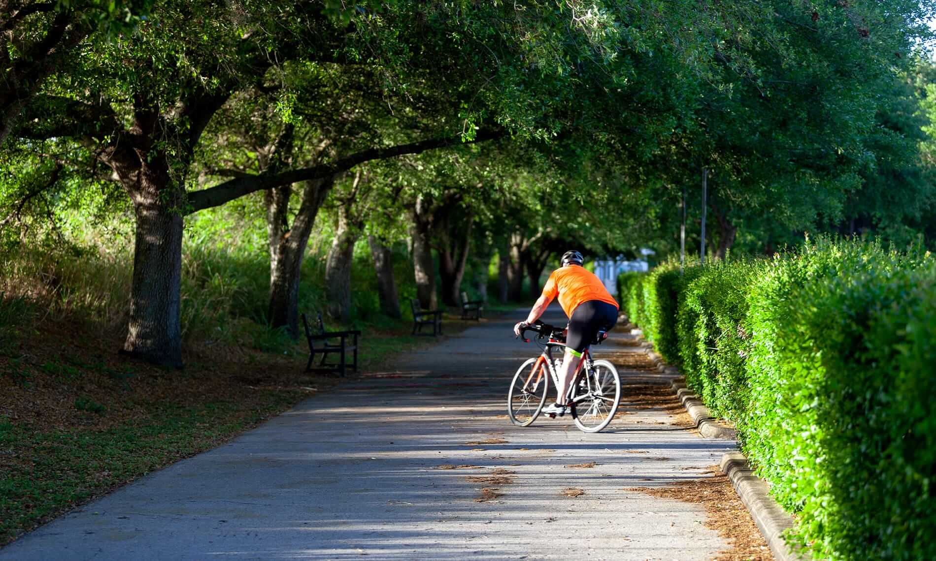 gentleman riding his bike on an outdoor path