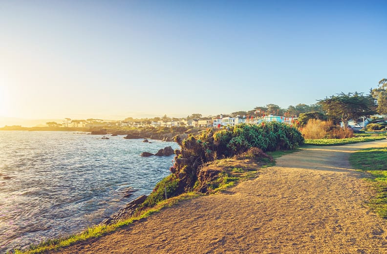 Carmel, Ca at sunset overlooking the ocean