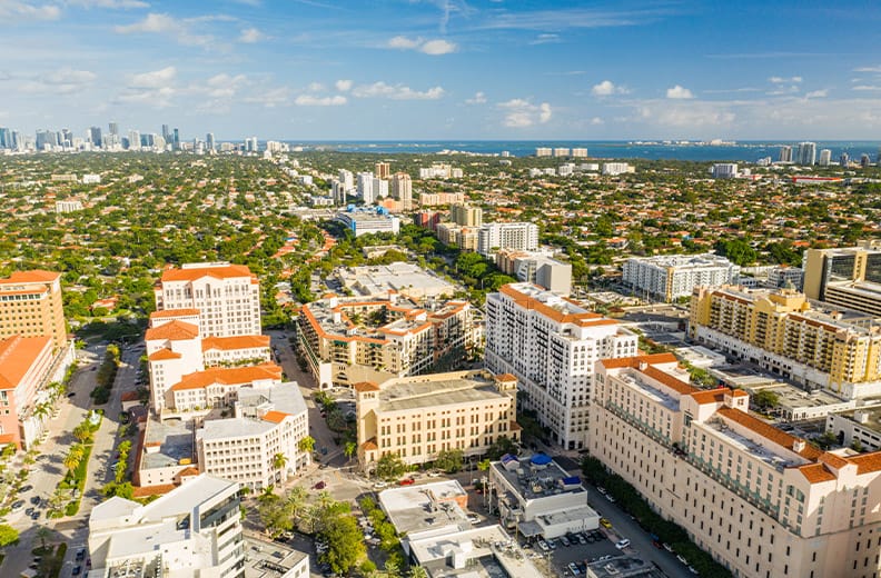 An aerial view of Coral Gables, Fl