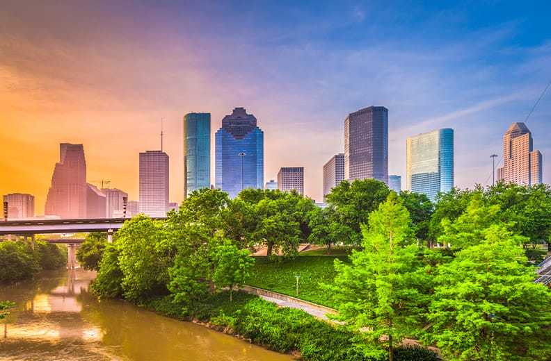 Houston, Texas, USA downtown city skyline.
