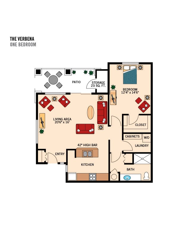 Casitas living 1 bedroom, The Fountains at Carlotta in Palm Desert, CA