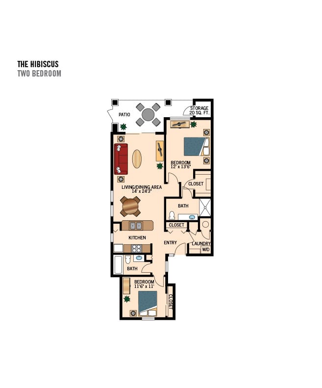 Casitas living 2 bedroom, The Fountains at Carlotta in Palm Desert, CA