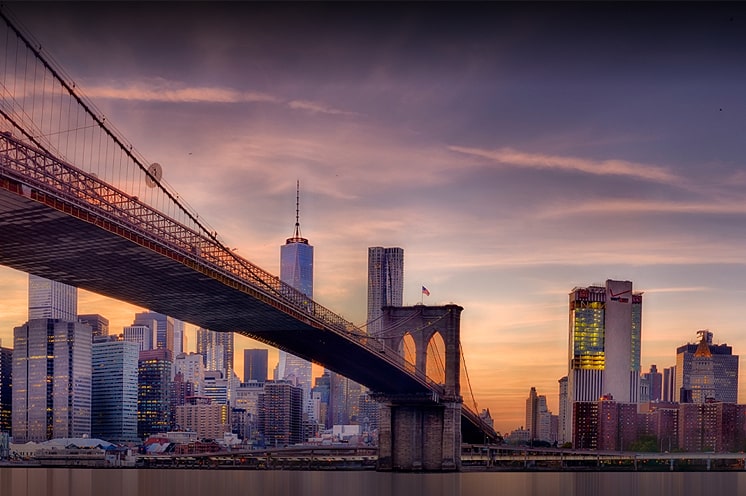 Brooklyn Bridge and New York Skyline