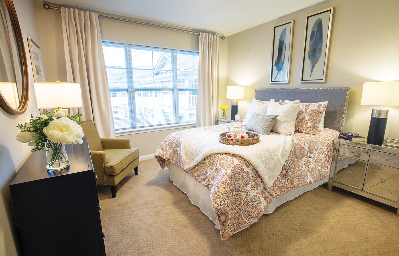 A fully furnished bedroom.