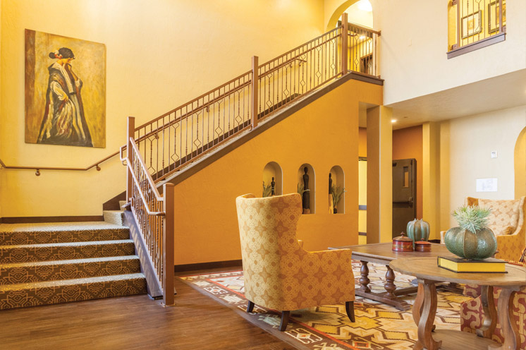 An inside shot of the Caliche Senior Living hall, 