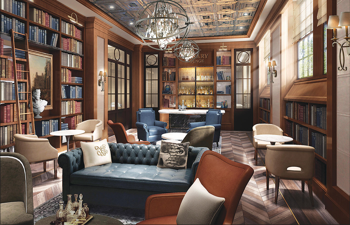 library and wine bar