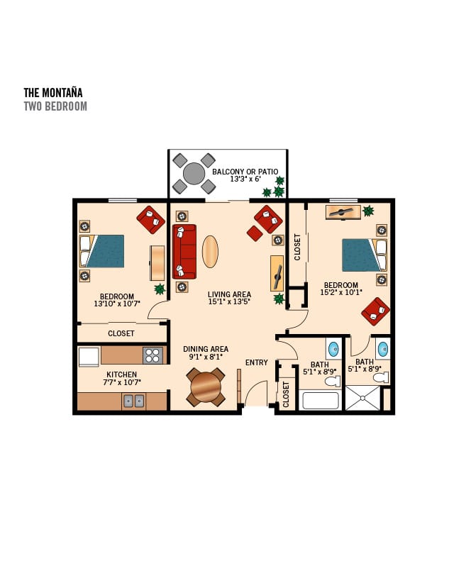 Independent living 2 bedroom, The Fountains at Carlotta in Palm Desert, CA