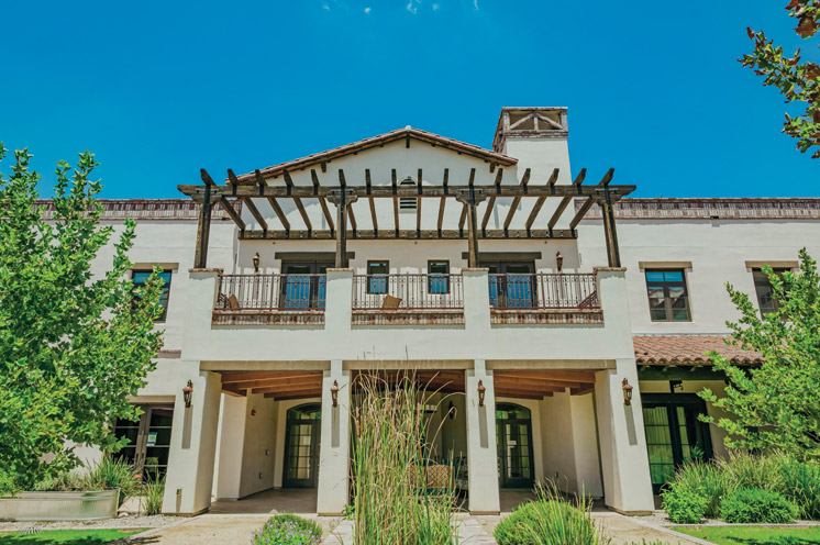An exterior shot of The Hacienda at the Rivers