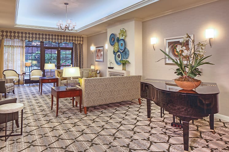 Seating area with piano