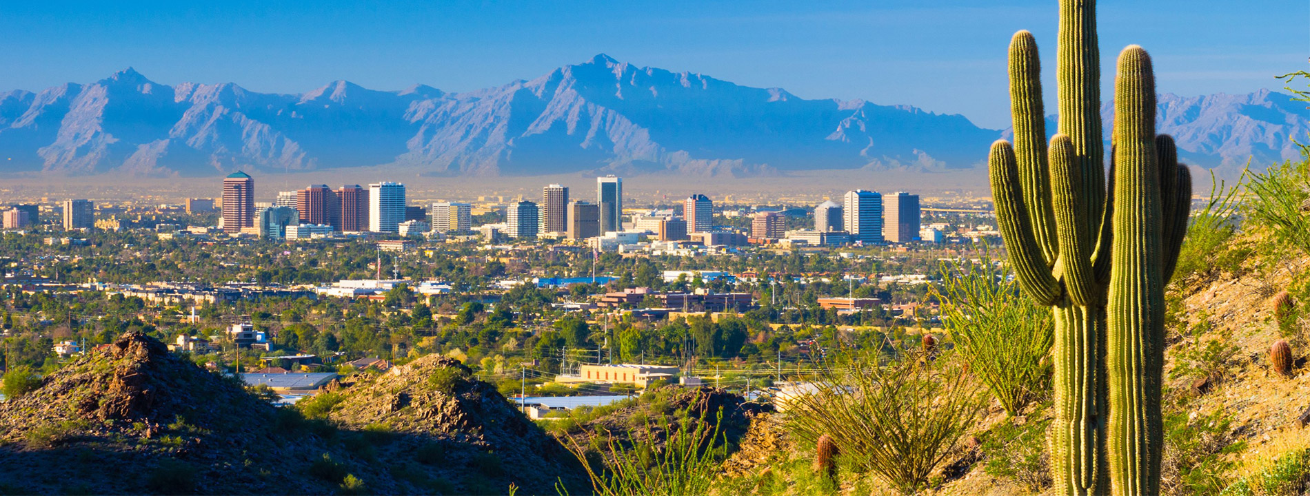 A view of the Casa Grande city with its beautiful landscape in the back