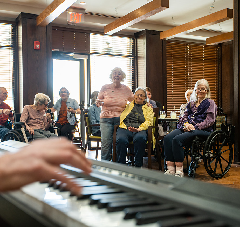 residents participating in group activities