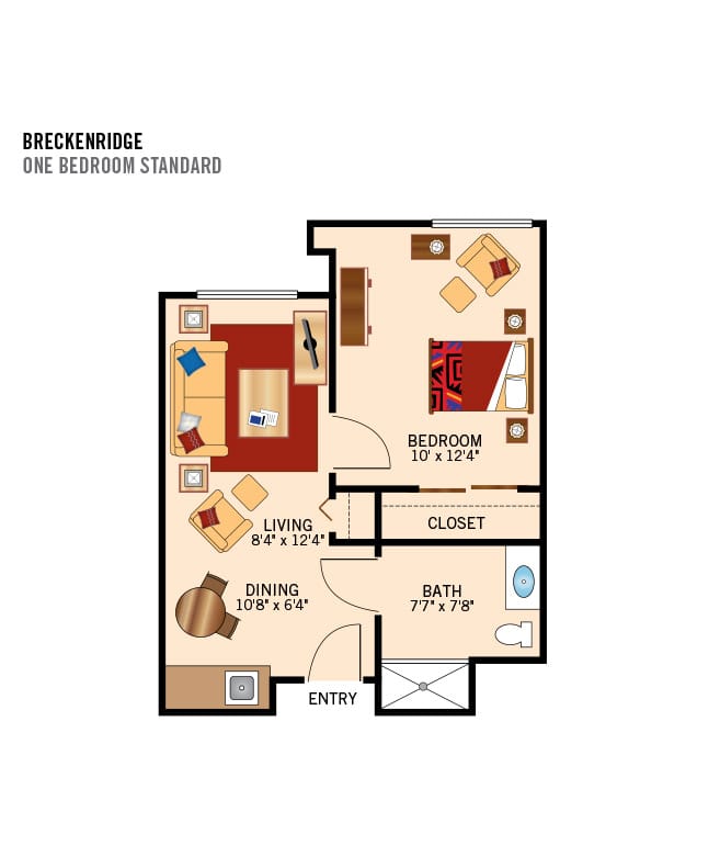 Assisted Living 1 bedroom floor plan, St Andrews Village