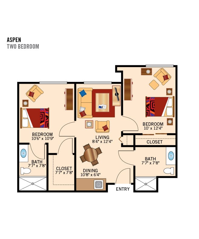 Assisted Living 2 bedroom floor plan, St Andrews Village