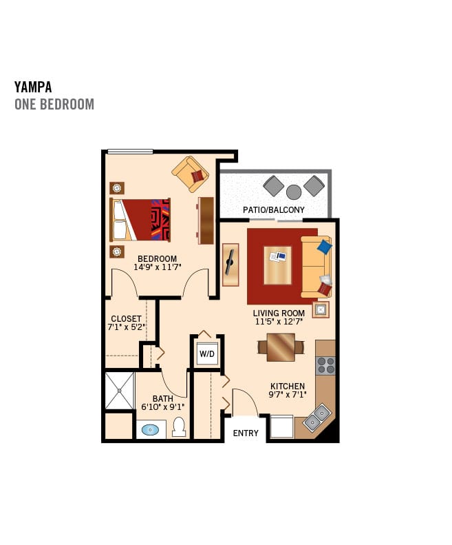 Independent Living 1 bedroom floor plan, St Andrews Village