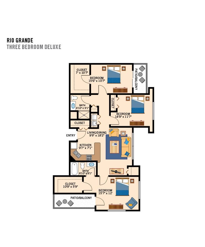 Independent Living 3 bedroom floor plan, St Andrews Village
