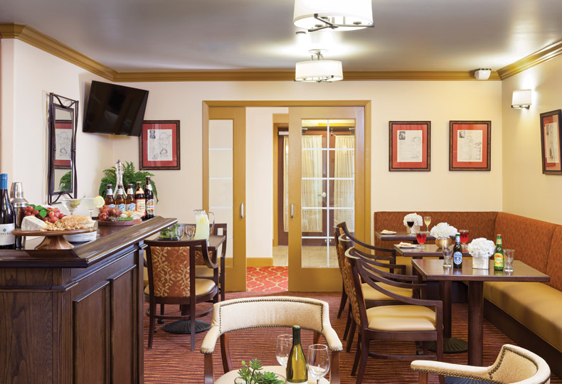 Hapening The Club room including a vast array of available beverage