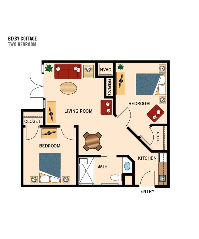 Assisted Living 2 bedroom, the cottages of carmel,carmel, CA